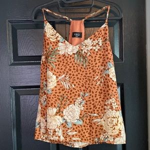 Vicki strappy tank top, leopard and rose print